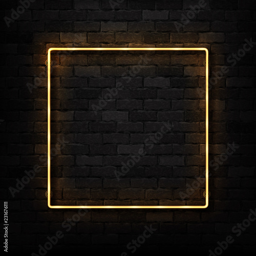 Vector realistic isolated neon sign of frame for template and layout on the wall background.