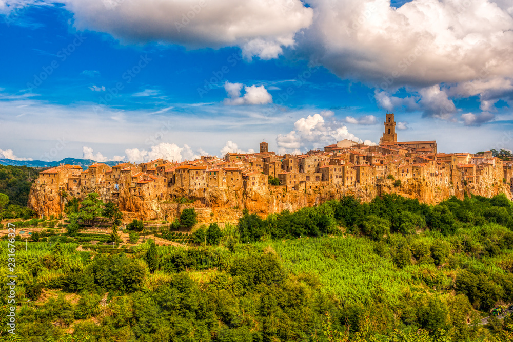 View at the Old town of Pitigliano in Italian Tuscany