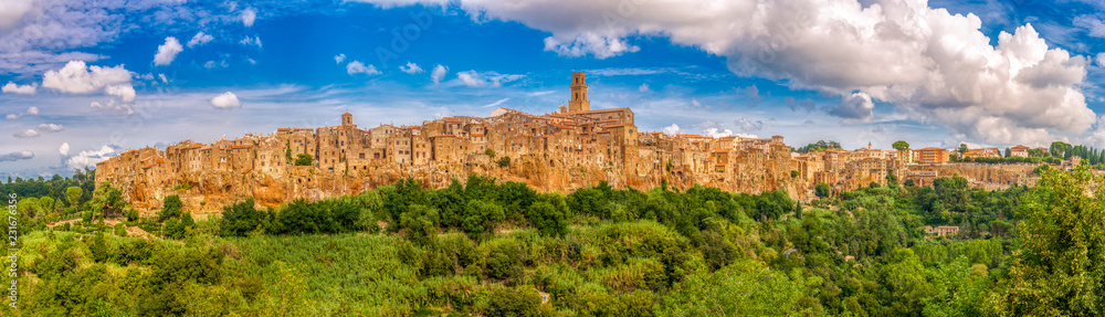 Panoramic view at the Old town of Pitigliano in Italian Tuscany