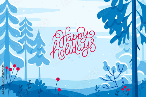 Vector illustration in trendy flat simple style - Christmas and Happy New Year