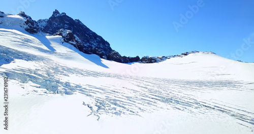 Panoramic View of Glaciers On Peak Of Mount Baker, Washington, USA