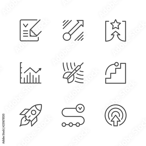 Set line icons of goal