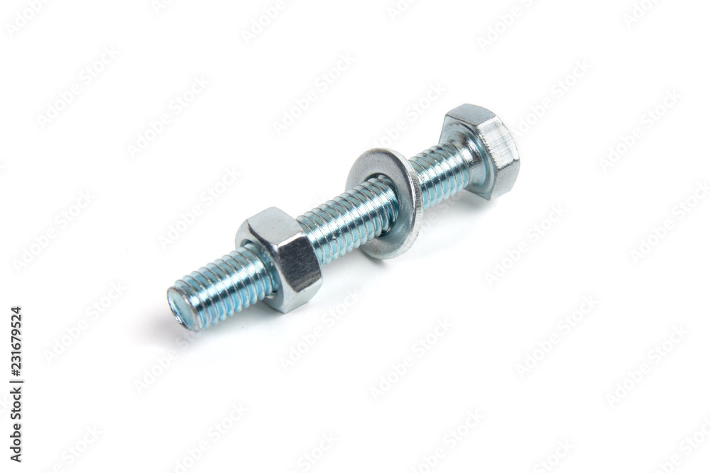 bolt and nut isolated on white background bolt and nut isolated on white background