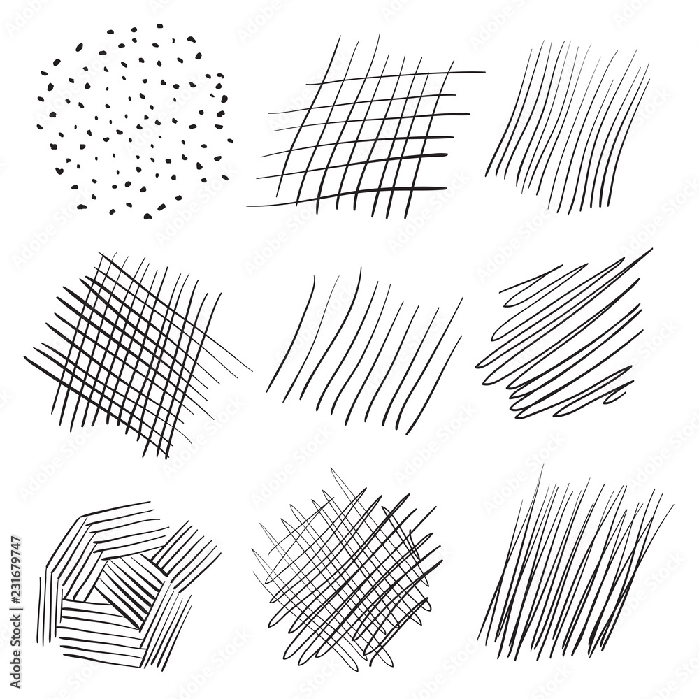 Backgrounds with array of lines. Intricate chaotic textures. Wavy backdrops. Hand drawn tangled patterns. Black and white illustration. Elements for posters and flyers - obrazy, fototapety, plakaty 