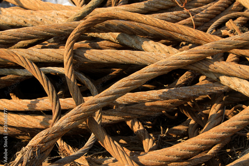 steel wire rope full of greasy dirt steel wire rope full of greasy dirt