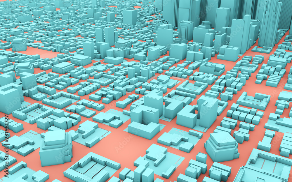 Obraz premium 3d city in pink and blue