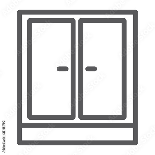 Wardrobe line icon, furniture and home, cupboard sign, vector graphics, a linear pattern on a white background.