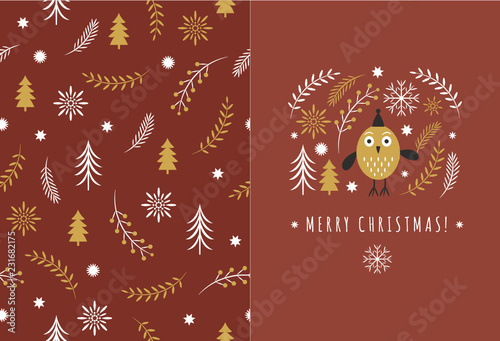 Merry Christmas greeting card , Vector illustration photo