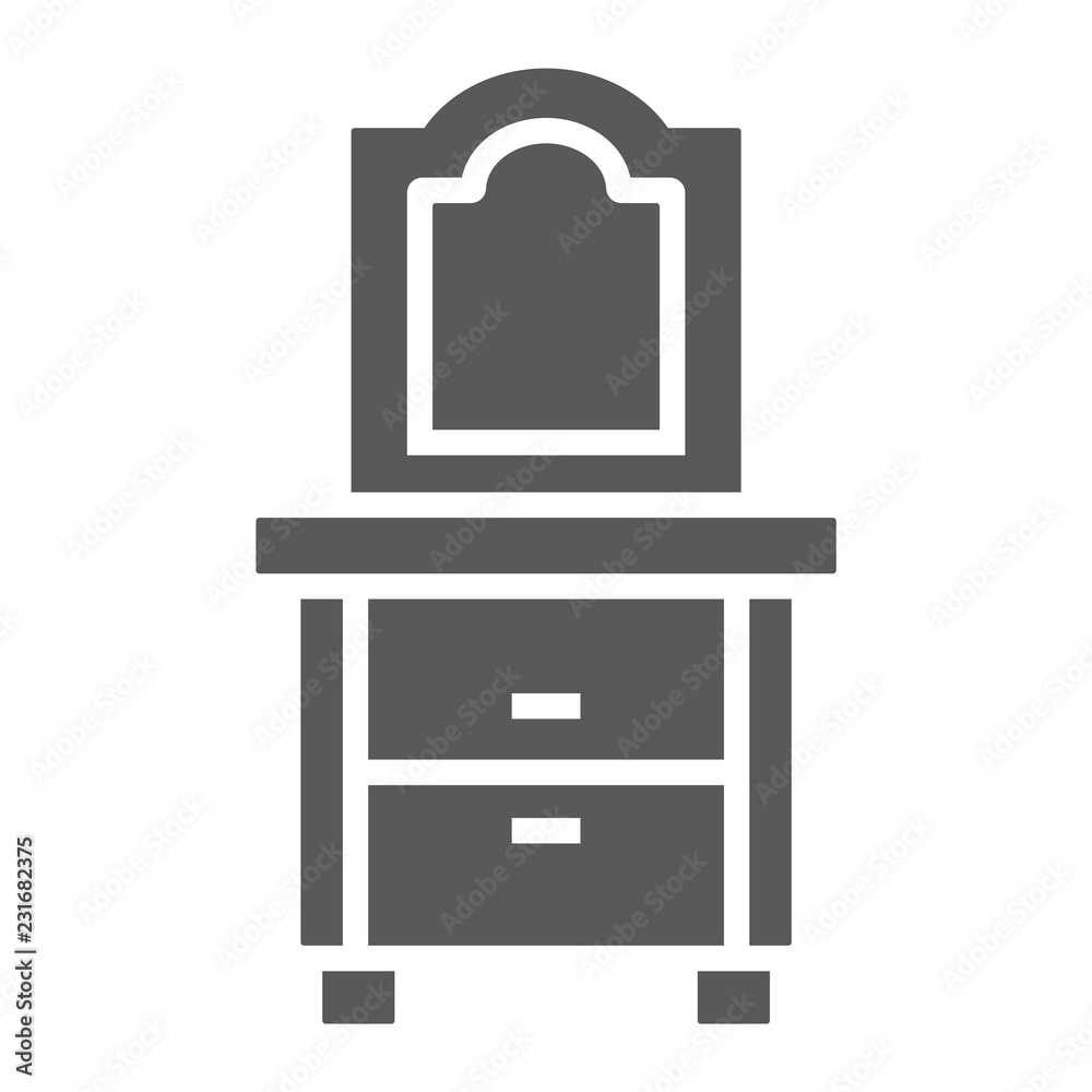 Dresser glyph icon, home and furniture, cabinet sign, vector graphics, a solid pattern on a white background. Dresser glyph icon, home and furniture, cabinet sign, vector graphics, a solid pattern on a white background.