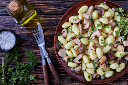 overhead view of tasty  Potato gnocch photo