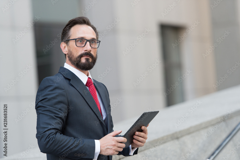 Fototapeta premium Expressive man feeling surprised while looking into the distance
