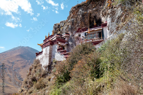 Cave Monastery in Tibet photo