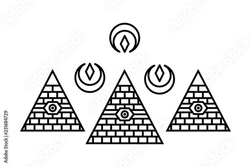 Stylized Egyptian pyramids. Mystical symbol. Knowledge eye. All seeing eye  pyramid symbol. New World  and spiritual, religion,  spirituality, alchemy, occultism, tattoo art. Stock Vector | Adobe Stock