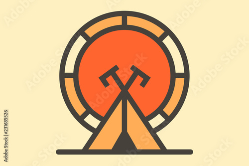 wigwam behind the sun, ethnic vector illustrstion