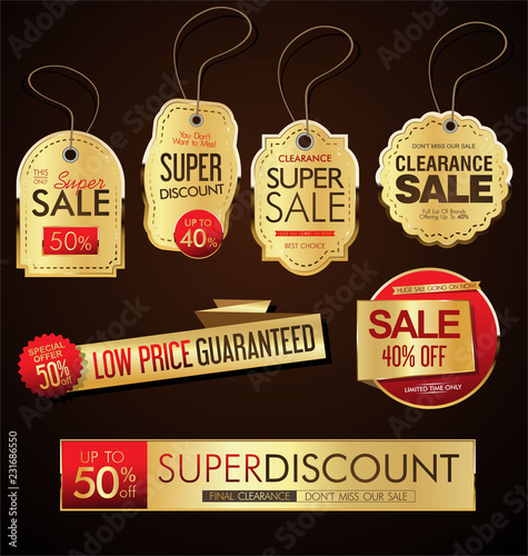 Vintage Style Sale Tags Design vector collection