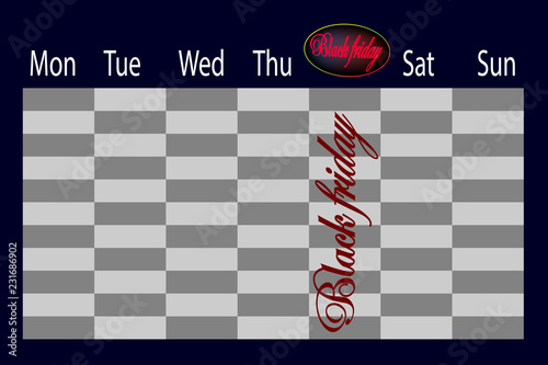 an isolated calendar with the black friday date marked
