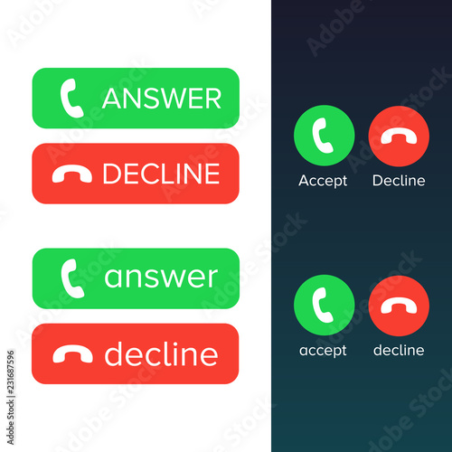Smartphone or mobile phone call buttons in different shapes and designs.