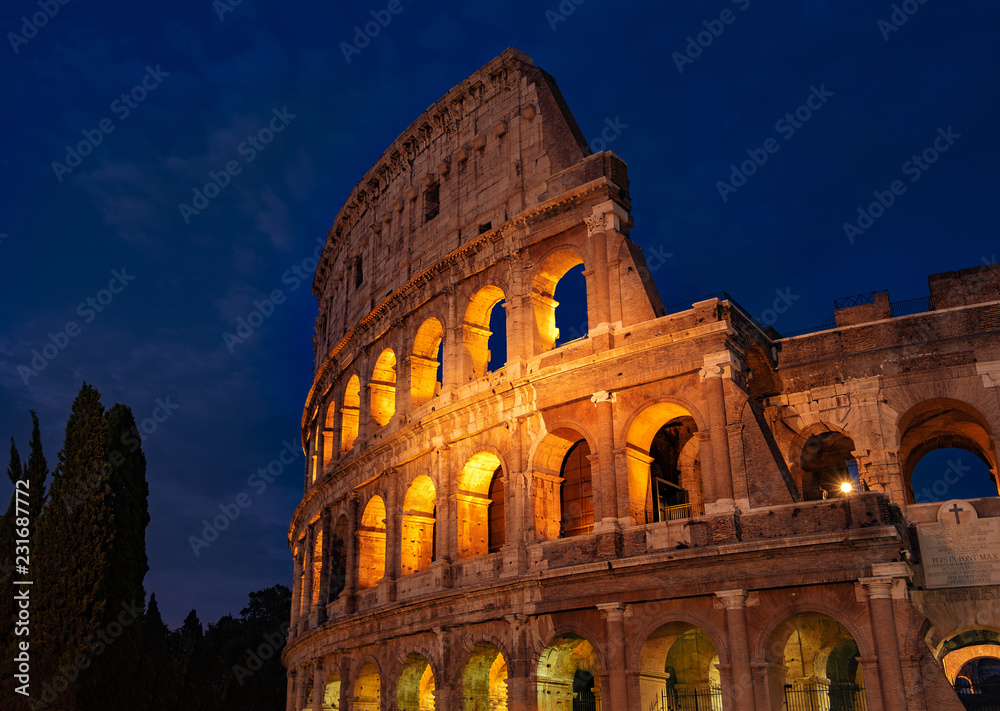 Rome Colosseum at Night Architecture in Rome City Center