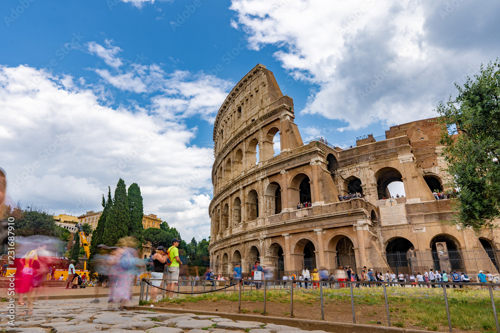Tourists Visiting The Colosseum in Rome Italy