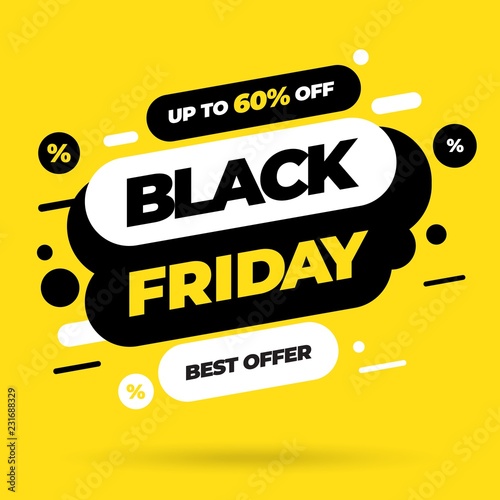 Black Friday sale inscription design template. Yellow banner Black Friday. Vector illustration eps 10.