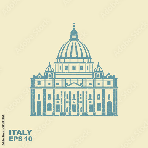 Vector Illustration of St. Peter. Flat icon with scuffed effect