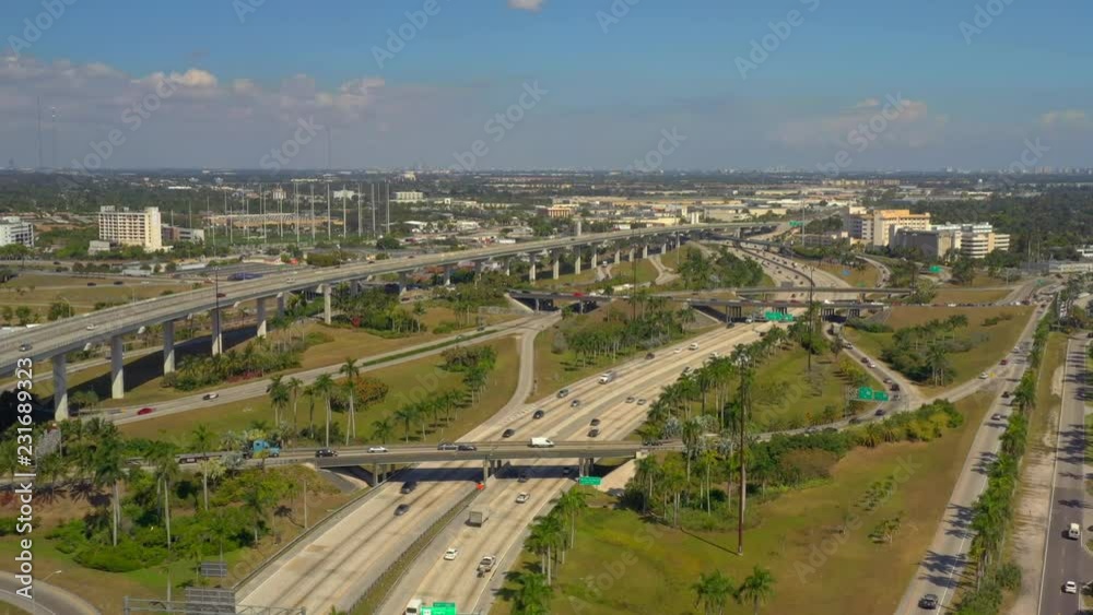 Aerial highways with traffic Aerial highways with traffic