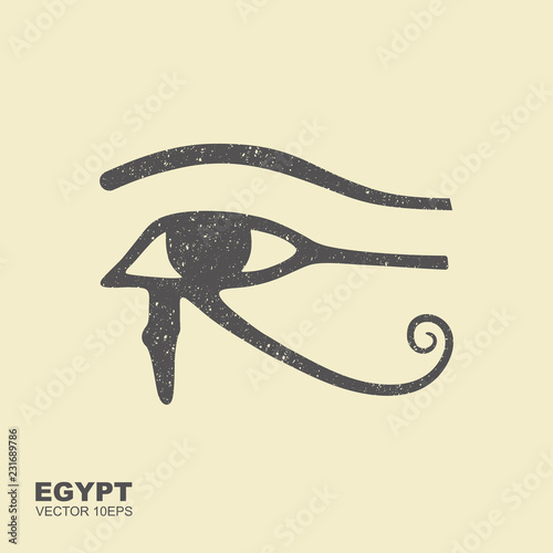 The ancient Egyptian Moon sign. Vector icon with scuffed effect