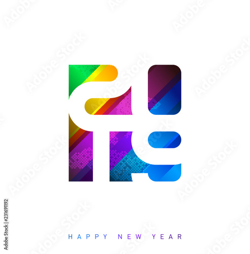 Free Download 2019. Happy New Year. Elegant futuristic greeting card or poster with effects. - GFXLoad