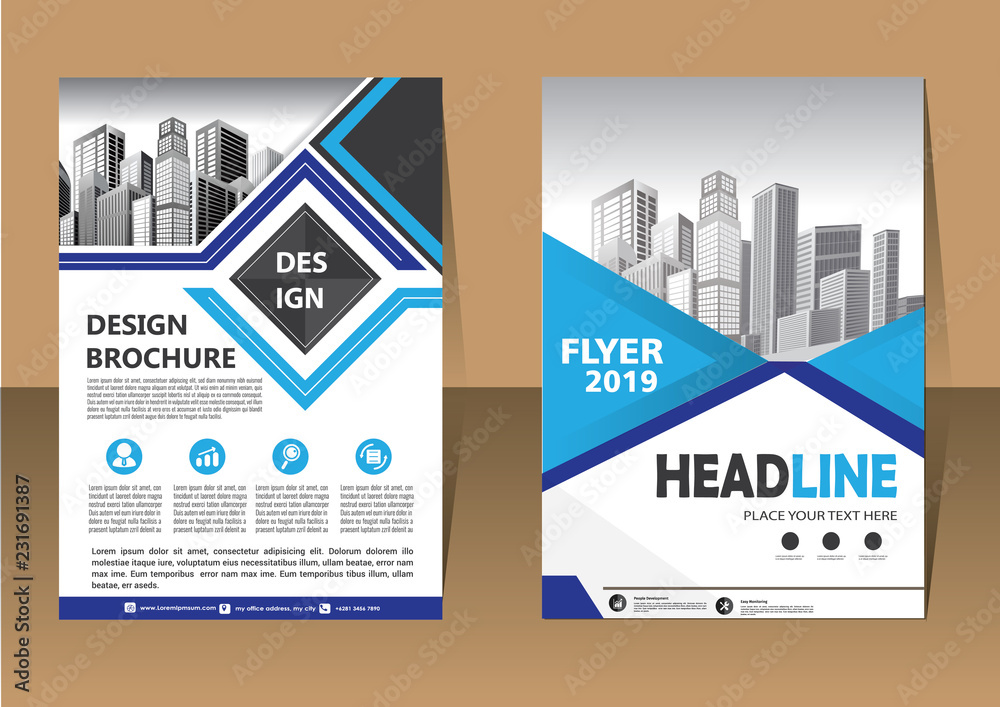 Business abstract vector template. Brochure design, cover modern layout, annual report, poster, flyer in A4 with colorful triangles, geometric shapes for tech, science, market with light background