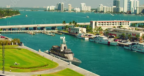 Aerial luxury yacht Miami photo