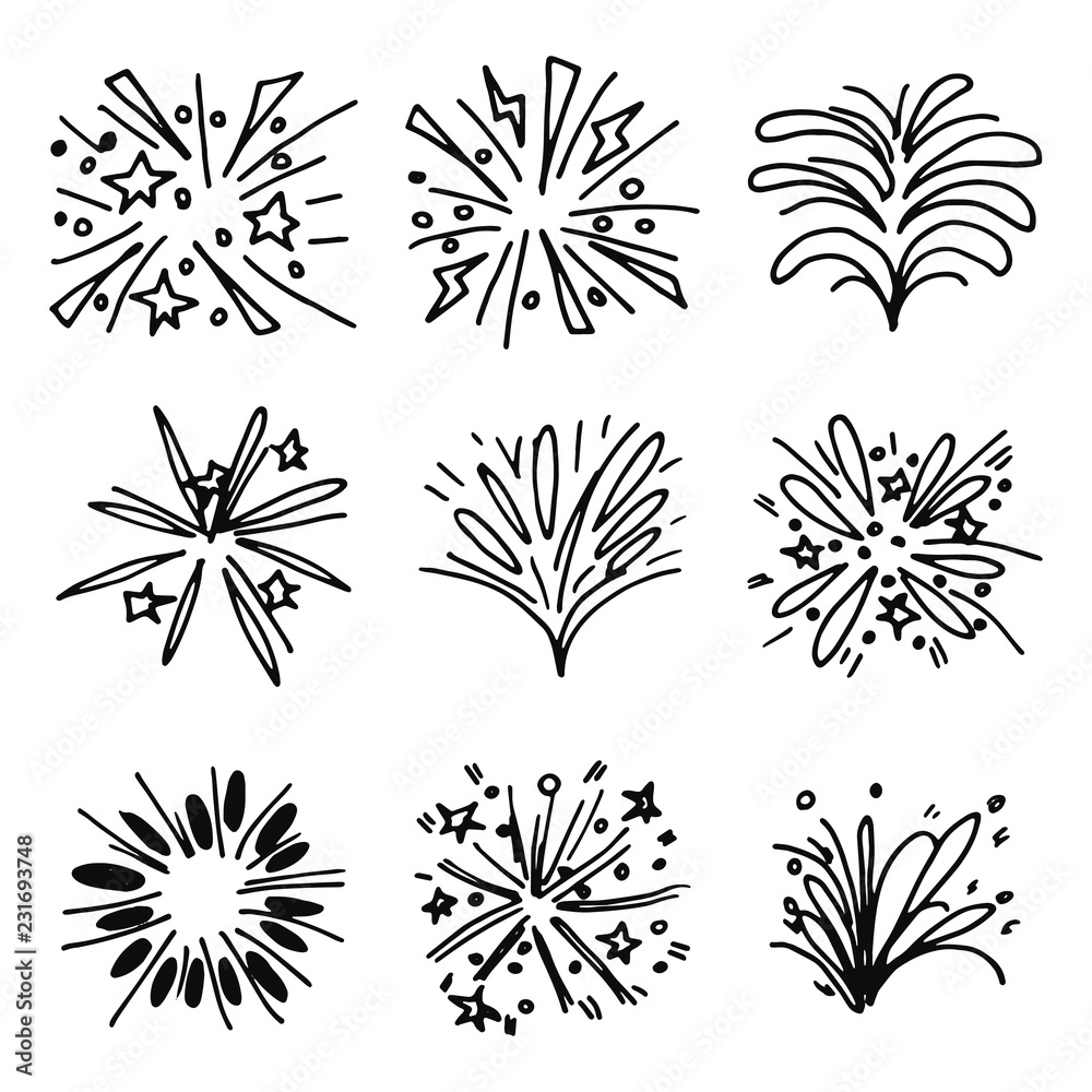 Obraz premium salutes festive set of skits icons. isolated vector object