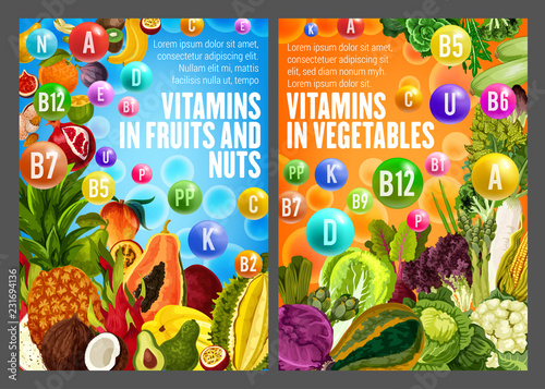 Vitamins and minerals form fruits, veggies