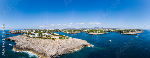 Aerial view, Spain, Balearic Islands, Mallorca, Cala D 'or Cala Ferrera with houses and villas