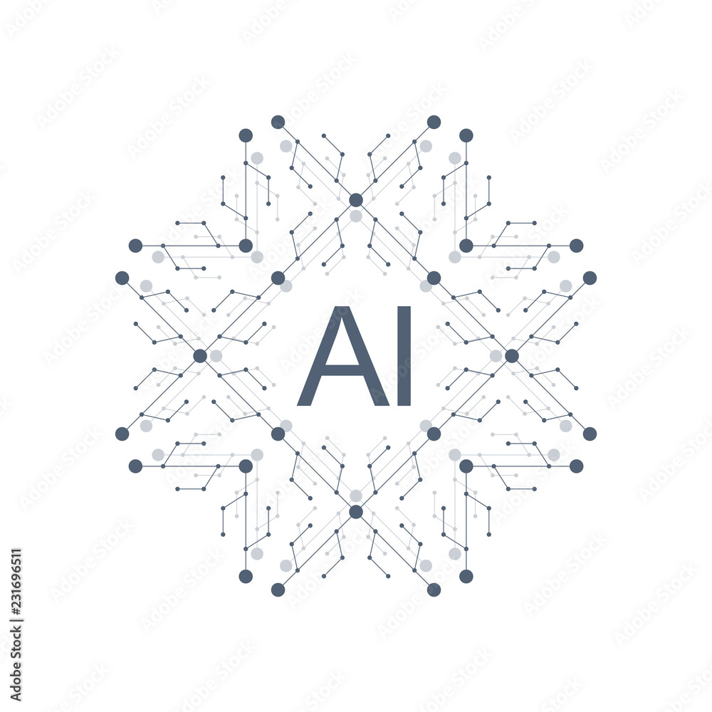 Artificial Intelligence Logo Icon Vector symbol AI. Deep Learning and