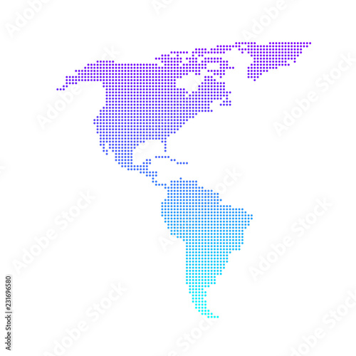 Colorful dotted North and South America map vector flat design