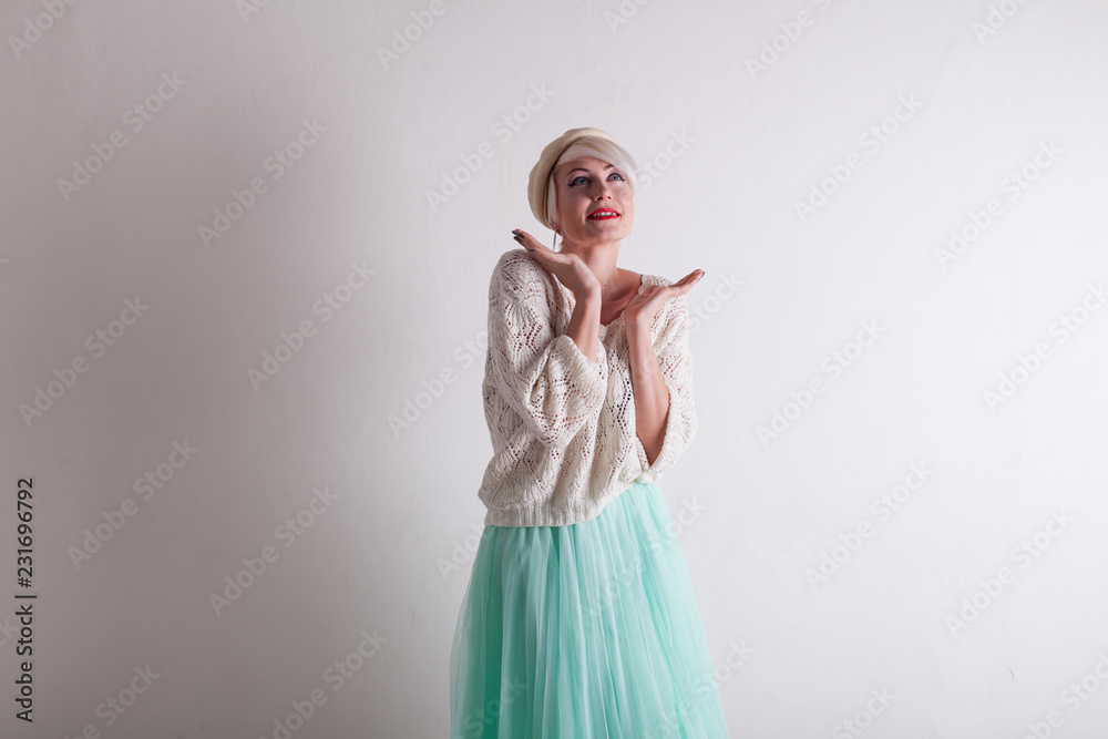 Portrait of beautiful woman blond with short hair Portrait of beautiful woman blond with short hair