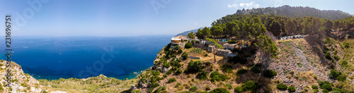 Obraz na plátně Aerial view, Spain, Balearic Islands, Mallorca, Andratx region, west coast, Tram