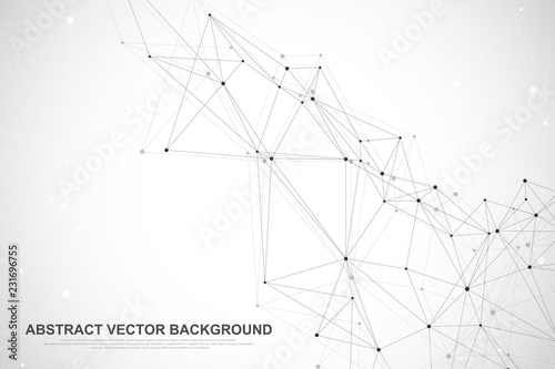Futuristic abstract vector background blockchain technology. Peer to peer network business concept. Global cryptocurrency blockchain vector banner. Wave flow