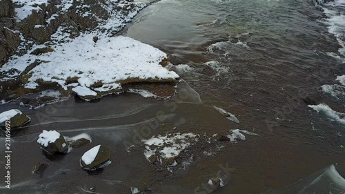 Fast River In Iceland Close-up aerial video P1 photo