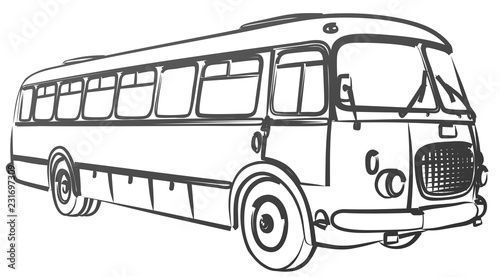 Sketch of big old bus.