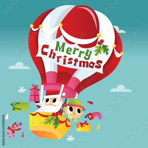 Super Cute Merry Christmas Santa Hot Air Balloon