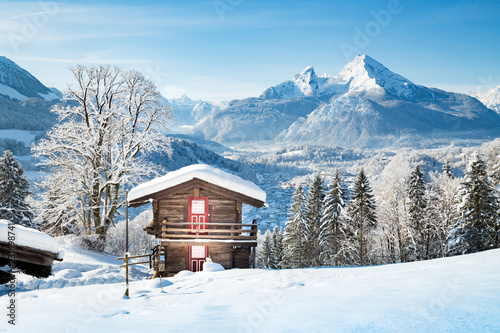 Rustic mountain cabin in the Alps in winter © JFL Photography