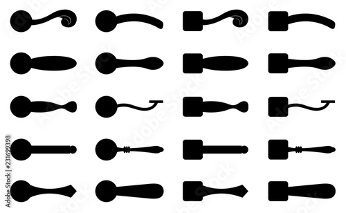 Set of different door knobs isolated on white
