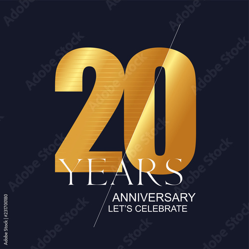 20 years anniversary vector icon, symbol, logo. Graphic design element