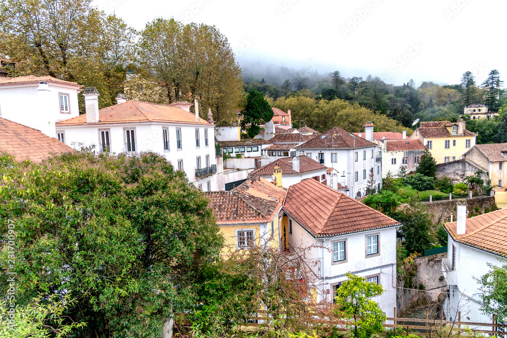 Colorful homes of Sintra, colorful town near Lisbon, Portugal