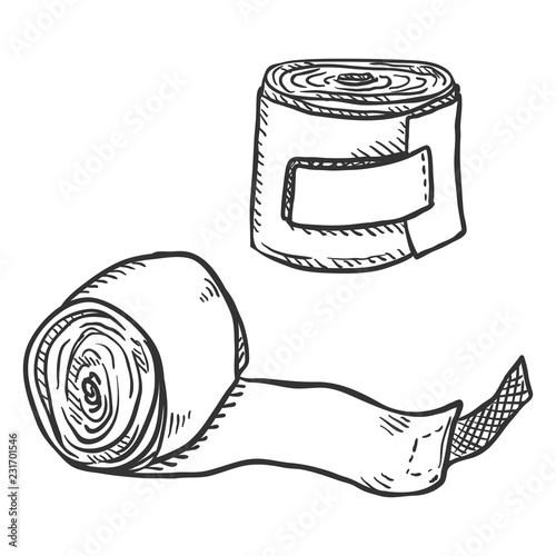 Vector Sketch Two Rolled Boxing Bandages