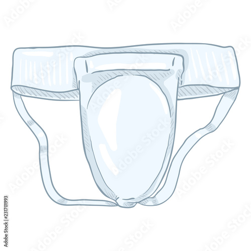 Vector Cartoon White Groin Guard for Martial Arts