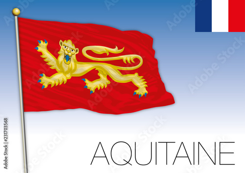 Aquitaine regional flag, France, vector illustration