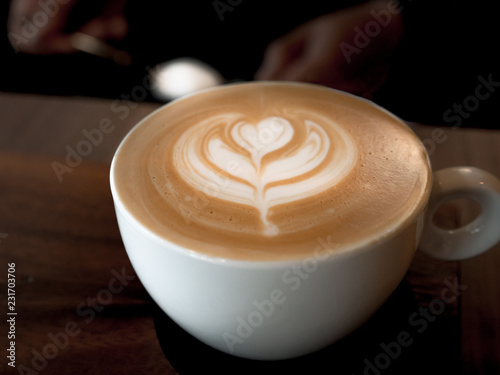 Photography Hot Latte on a Wooden Table
