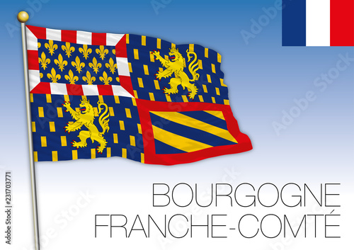 Bourgogne Franche-Comte regional flag, France, vector illustration photo